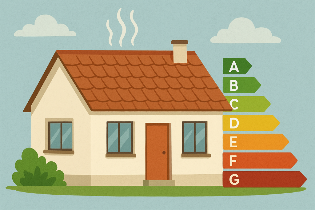 maison passoire thermique avec étiquette énergie de A à G rénovation