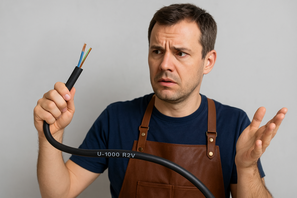 Électricien avec un câble noir U-1000 R2V interdit dans les ERP et IGH à partir du 1er septembre 2025